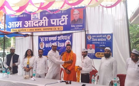 साहित्यकार अर्पित सर्वेश को आम आदमी पार्टी उत्तर प्रदेश प्रभारी ने किया सम्मानित